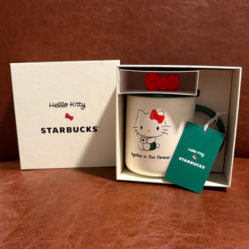 Starbucks Hello Kitty Ceramic Mug Cup 16oz Bow Topper New In Box Limited Edition